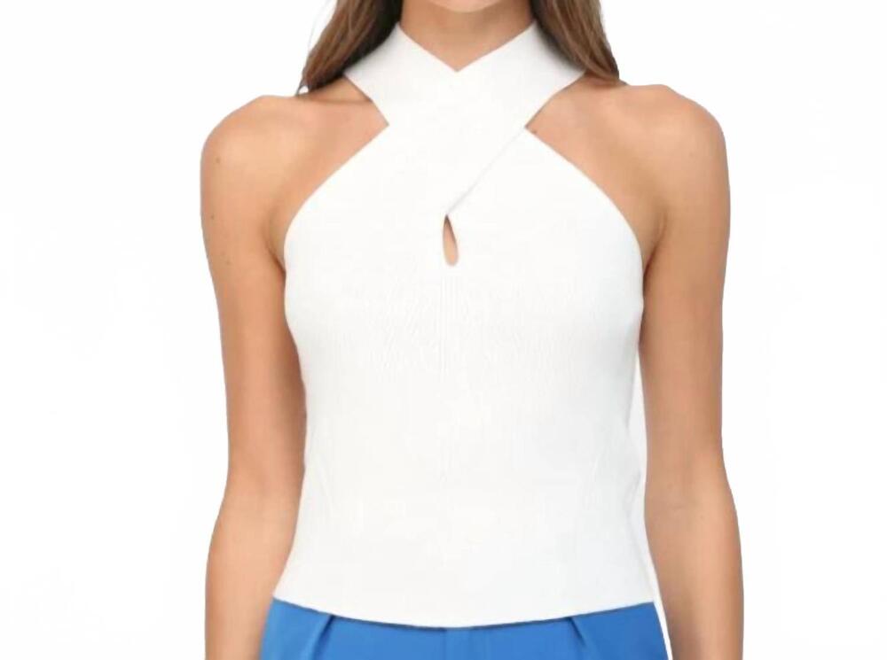 NEW FATE knit halter top in white